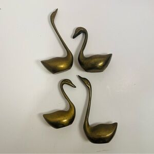 Vintage Made In Korea Brass Geese Gaggle Figurine Set of 4